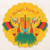 編集文字マッチングクワンザパーティー ペーパーコースター (正面)