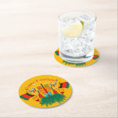 編集文字マッチングクワンザパーティー ラウンドペーパーコースター (インサイチュ)