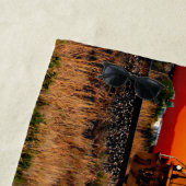 編集文字名を追加サンセットディーゼル機関車列車 ビーチタオル (インサイチュ)