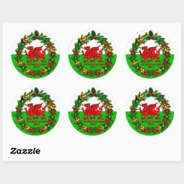 編集文字年ウェールズ国旗赤いドラゴンクリスマス ラウンドシール