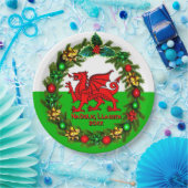 編集文字年ウェールズ国旗Red Dragon Christmas 9" ペーパープレート (パーティー)