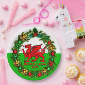 編集文字年ウェールズ国旗Red Dragon Christmas 9" ペーパープレート (パーティー)