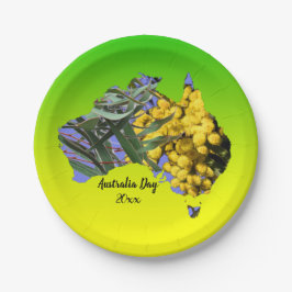 編集文字Australia Day Gum Leaf Wattle 7" ペーパープレート