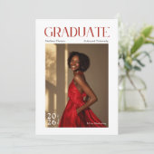 編集部レッドタイポグラフィ卒業式招待状 招待状 (スタンド正面)