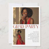 編集部レッドタイポグラフィ卒業式招待状 招待状 (裏面)