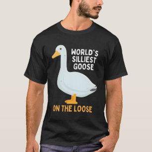 緩い動物の上で世界で最も絹の良いおもしろいガチョウQ Tシャツ