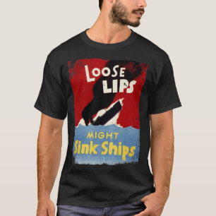 緩い口が船を沈める WW2 ヴィンテージ Tシャツ