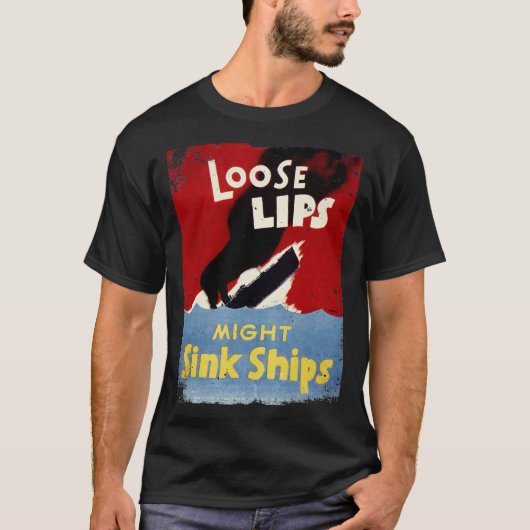 緩い口が船を沈める WW2 ヴィンテージ Tシャツ (正面)