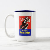 緩い唇は船を沈めるかもしれません ツートーンマグカップ (左)