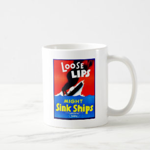緩い唇、力の流しの船 コーヒーマグカップ