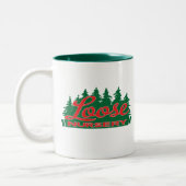 緩い子供部屋の古い学校のロゴ ツートーンマグカップ (左)