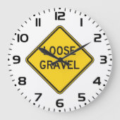 緩い砂利警告標識道路危険 ラージ壁時計 (正面)