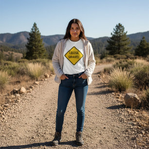 緩い砂利警告標識道路危険 Tシャツ