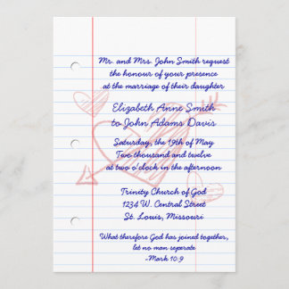 緩い葉のノートの紙の結婚式招待状 招待状