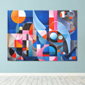 緩やかなジオメトリ:青とピンクの色合い(抽象芸術) キャンバスプリント (インサイチュ (ウッドフロア))