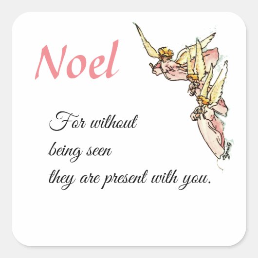 緩やかな水色の天使が雲から現れるスクアール スクエアシール (正面)