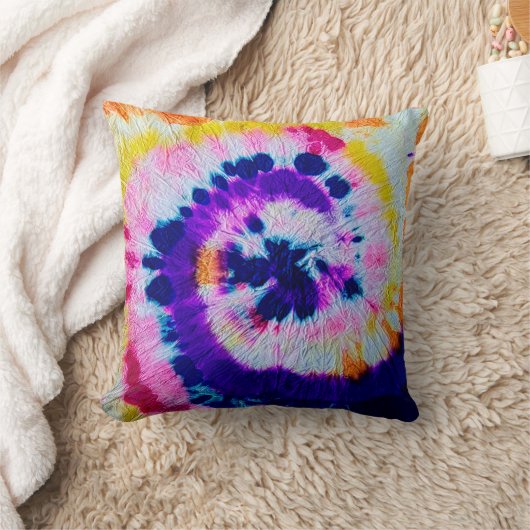 緩サイケデリック和曲線数々の – 色のファブリック絞り染め。お尻 クッション (ブランケット)