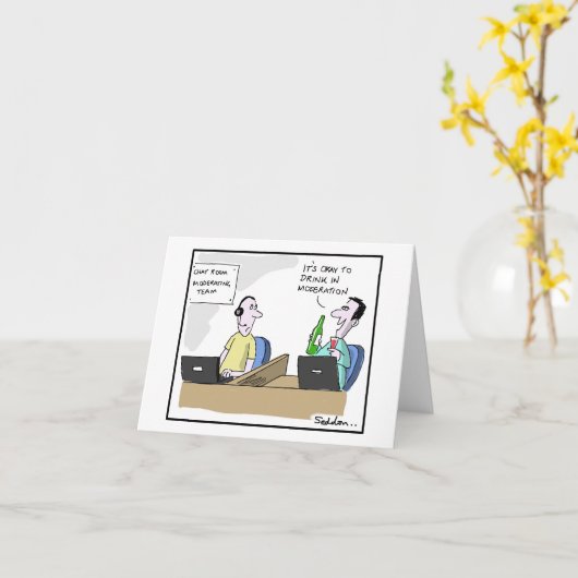 緩和の漫画のバースデー・カードでおもしろいな飲むこと カード (黄色い花)