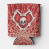 緩和曲線の線分にボーンスカルを持つゴシック赤いハート 缶クーラー (正面)