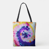 緩和曲線サイケデリック。数々のカラーのファブリック絞り染め。お尻 トートバッグ (裏面)