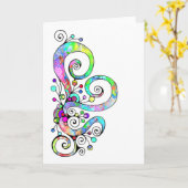 緩和曲線ハート手絵を描デザイン1 カード (黄色い花)