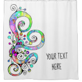 緩和曲線ハート手絵を描デザイン1 シャワーカーテン (正面)