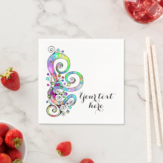 緩和曲線ハート手絵を描デザイン1 スタンダードカクテルナプキン (インサイチュ)