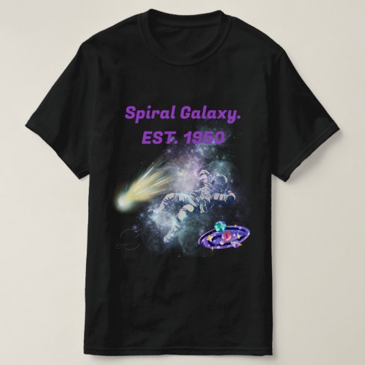 緩和曲線銀河系l EST 1950 lクール宇宙lブラック Tシャツ (デザイン正面)