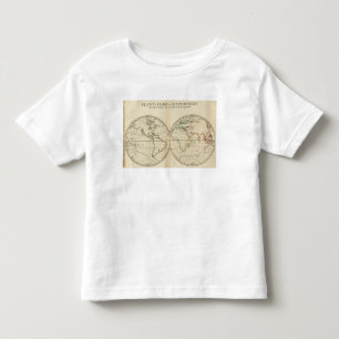 緯度およびLongititudeの世界地図 トドラーTシャツ
