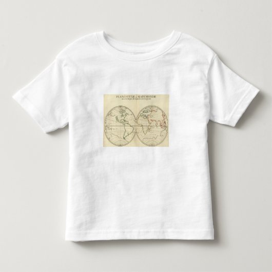 緯度およびLongititudeの世界地図 トドラーTシャツ (正面)