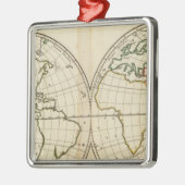 緯度およびLongititudeの世界地図 メタルオーナメント (左)