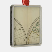 緯度およびLongititudeの世界地図 メタルオーナメント (右)