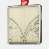 緯度およびLongititudeの世界地図 メタルオーナメント (左)