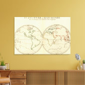 緯度と経度を持つ世界地図 キャンバスプリント (インサイチュ (リビング))