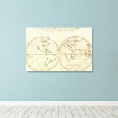 緯度と経度を持つ世界地図 キャンバスプリント (インサイチュ (ウッドフロア))