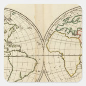 緯度と経度を持つ世界地図 スクエアシール (正面)