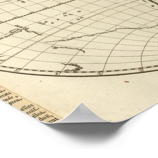 緯度と経度を持つ世界地図 ポスター (角)