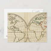 緯度と経度を持つ世界地図 ポストカード (正面/裏面)