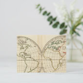 緯度と経度を持つ世界地図 ポストカード (スタンド正面)