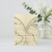 緯度と経度を持つ世界地図 ポストカード (スタンド正面)