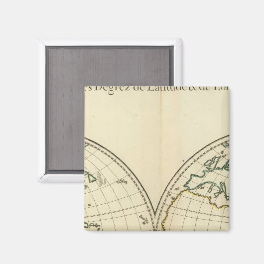 緯度と経度を持つ世界地図 マグネット (正面/裏面)