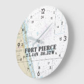 緯度の経度のFort Pierce FLの航海のな24時間 ラージ壁時計 (傾斜)