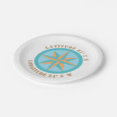 緯度の経度コンパスバラを追加航海の ペーパープレート (アングル)