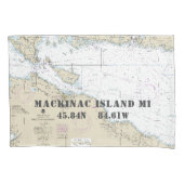 緯度経度マッキナック島航海の図 枕カバー (正面)