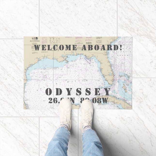 緯度経度🌊⚓フロリダ航海の州 ドアマット (室内)