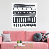 緯糸I |黒モダン水色 キャンバスプリント (インサイチュ (リビング))