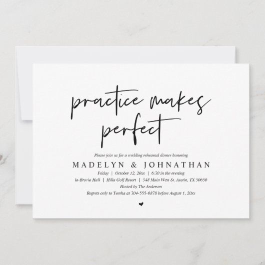 練習が完璧にな結婚る、のリハーサルディナー 招待状 (正面)