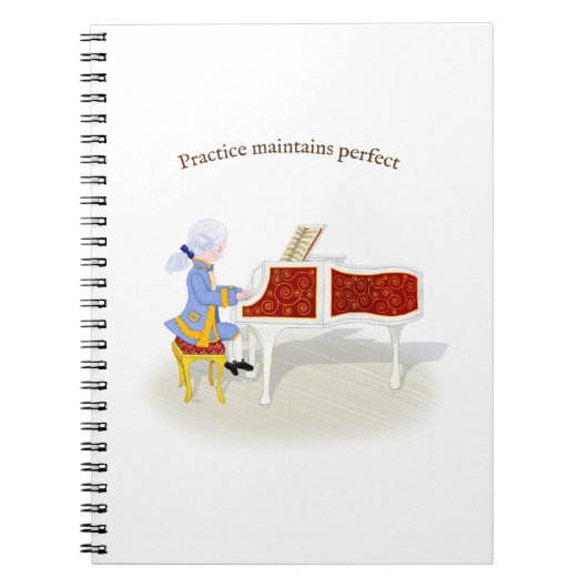 「練習が完璧を維持」モーツァルトの遊ピアノ ノートブック (正面)
