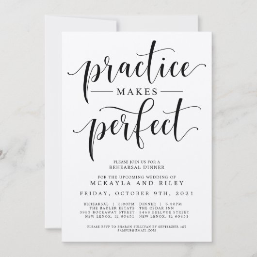 練習が～で完璧結婚なリハーサルディナーを作る 招待状 (正面)