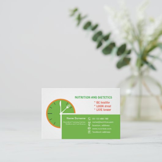 練習の栄養士のための名刺 予約カード (スタンド正面)